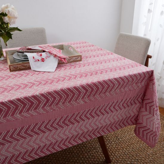 Chevron Hand Stitched Quilted Tablecloth - Pink